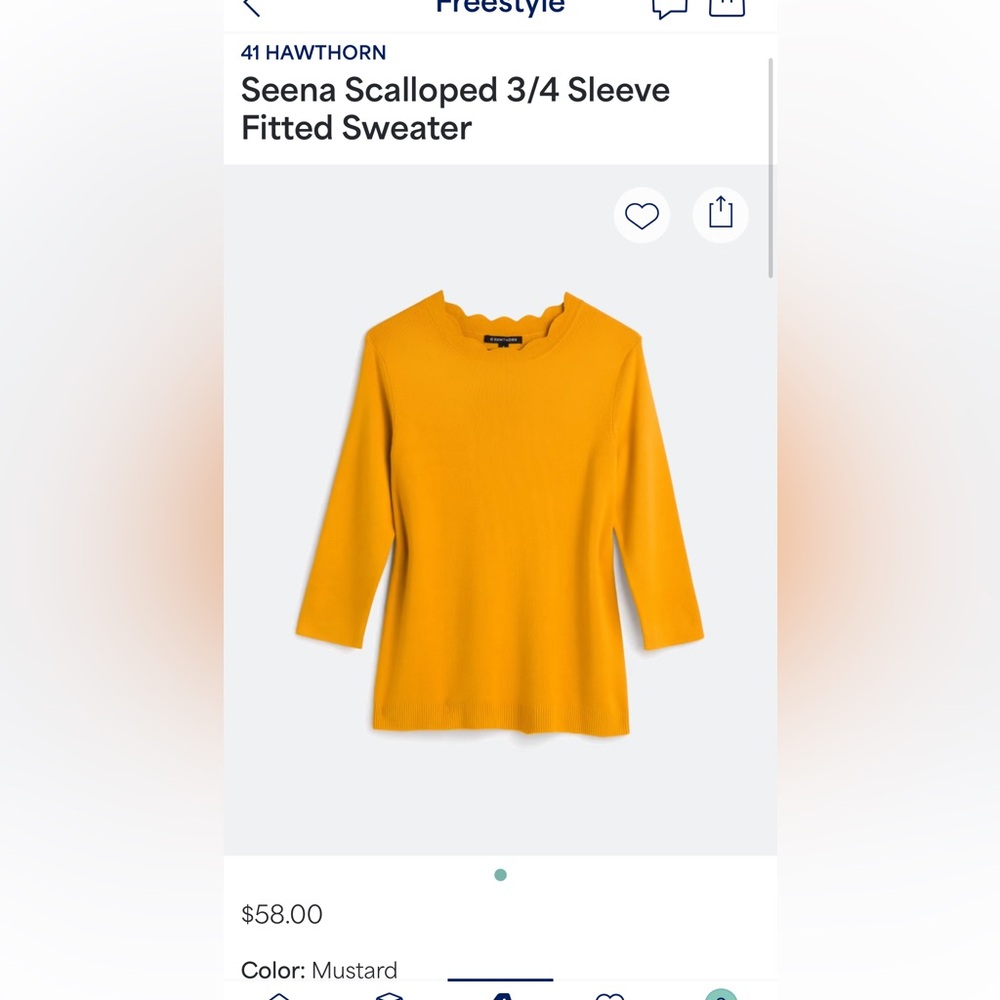 41 Hawthorn Yellow Mustard Quarter Sleeve Top